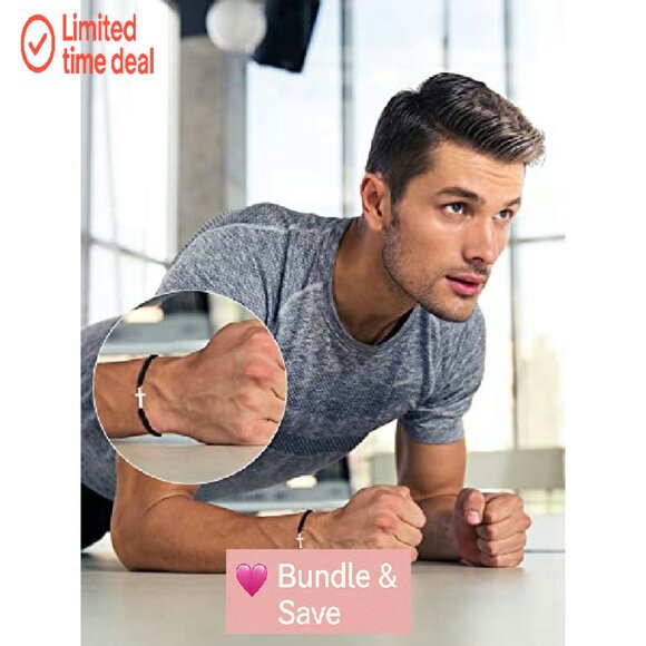 Adjustable Cross Bracelet Set Religious Jewelry Handmade Nylon Rope - Picture 6 of 7